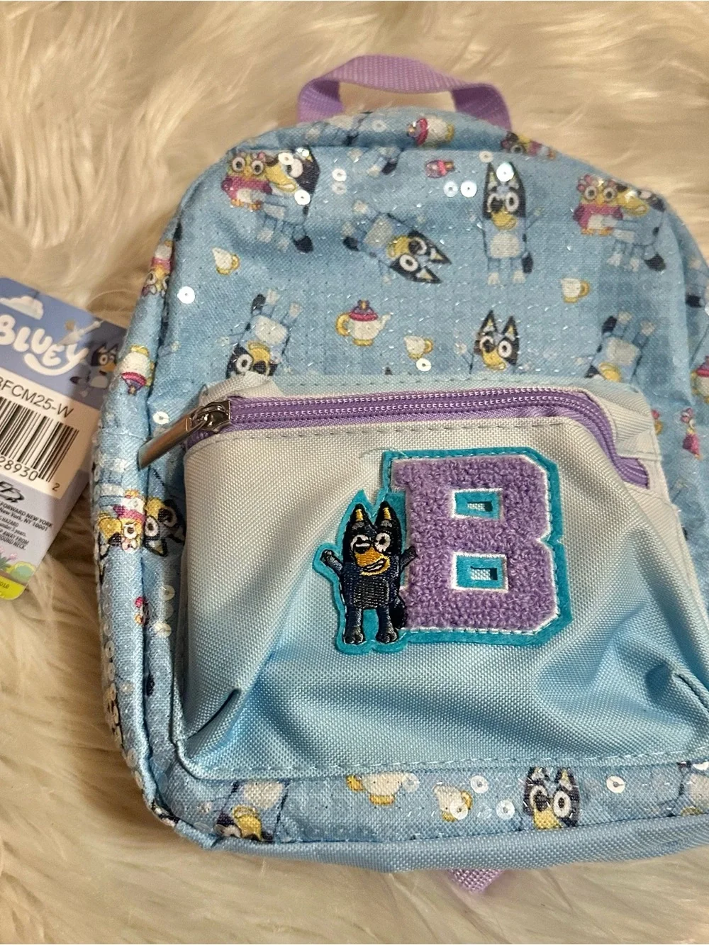 Light Blue Kids Mini Backpack with 'B' Patch